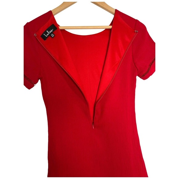 Lulus Womens XS Perfect Time Shift Dress Short Sleeve Gauzy Embroidered Red - Picture 12 of 16
